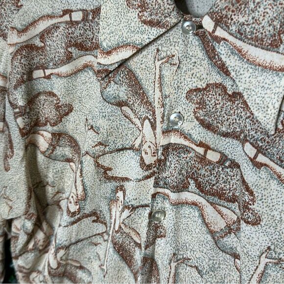 Vtg. Retro Flapper 1920s Swimwear Button Down Shirt Sz M - Picture 5 of 7